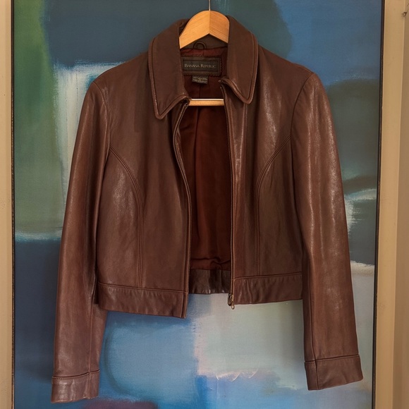 Banana Republic Jackets & Blazers - Vintage Banana Republic Brown Leather Jacket Coat - Size Medium SUPER Soft